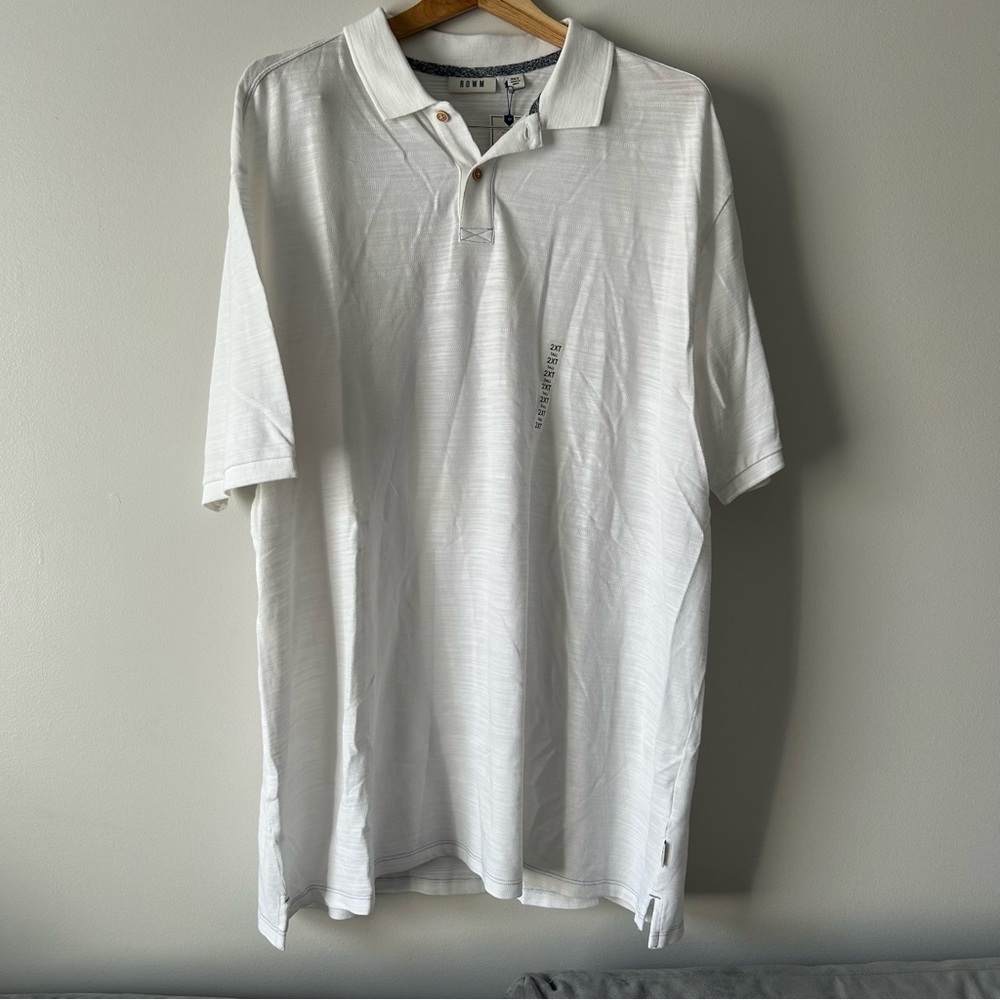 ROWM white cotton polo shirt NWT big and tall 2XLT